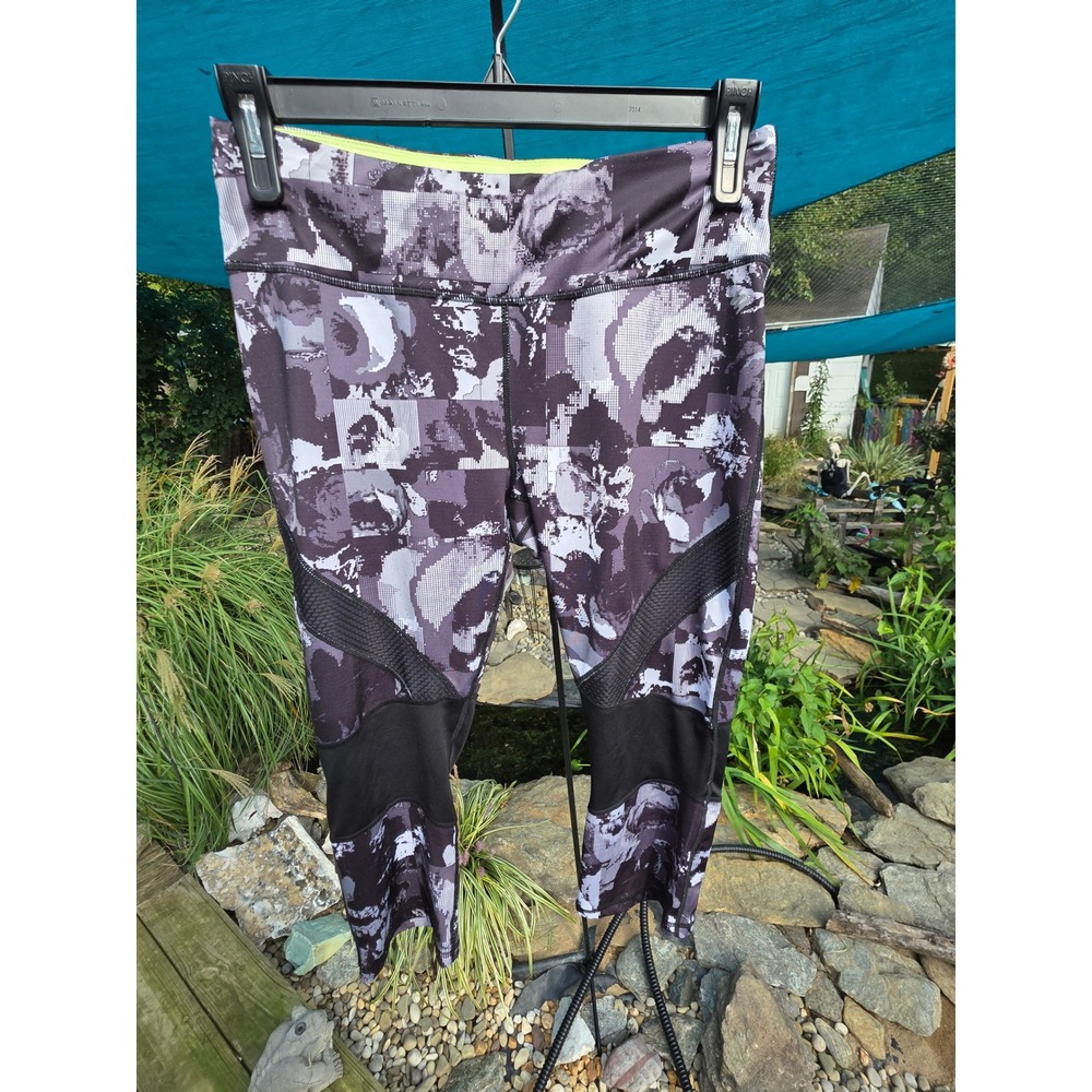 Nicole Miller New York Active Mesh Panel Abstract Print Crop Leggings Large
